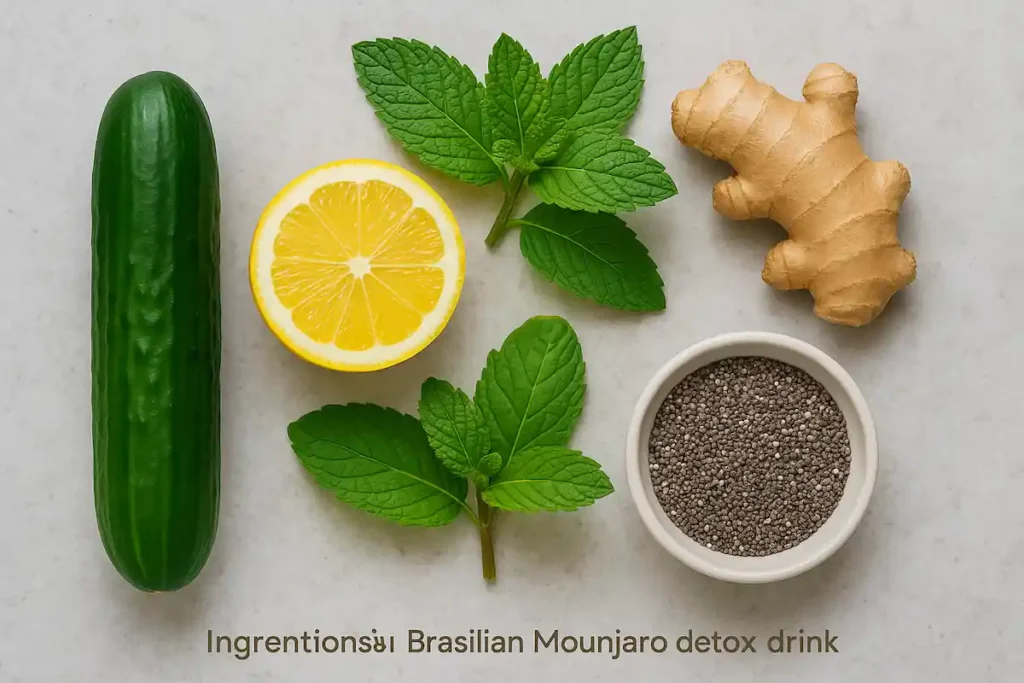 Ingredients for Brazilian Mounjaro detox drink recipe