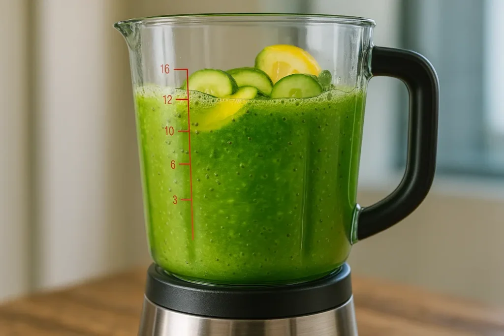 Preparing the Brazilian Mounjaro detox drink in a blender