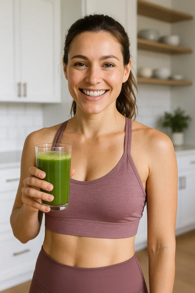 Woman enjoying a Brazilian Mounjaro detox drink for weight loss
