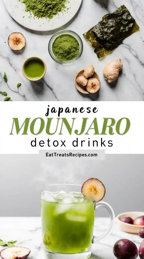 Japanese Munjaro Detox Drink served with fig and matcha