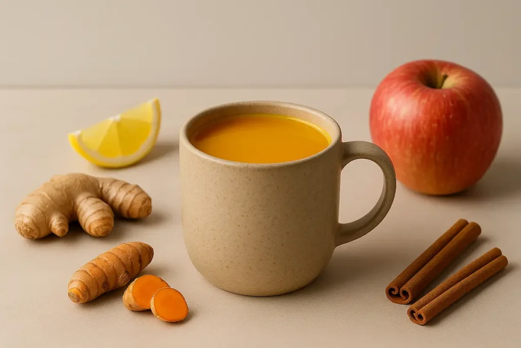 apple cider vinegar and turmeric drink in mug