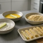 breading zucchini fries before air frying