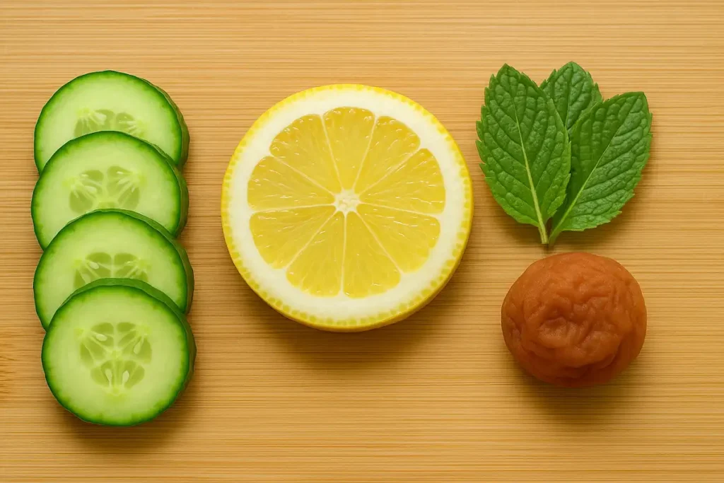 detox water ingredients cucumber lemon mint umeboshi