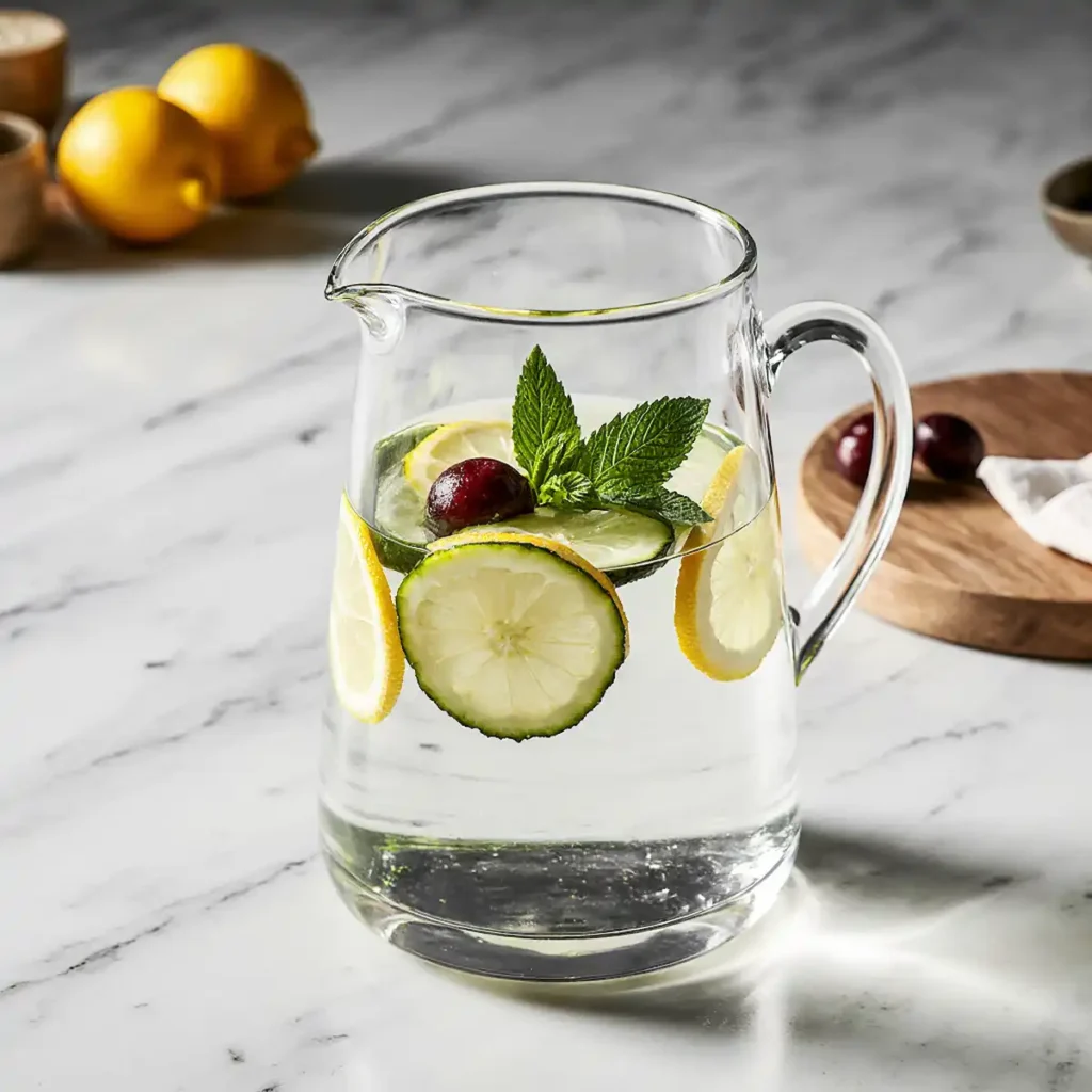 japanese detox water with cucumber lemon mint and umeboshi