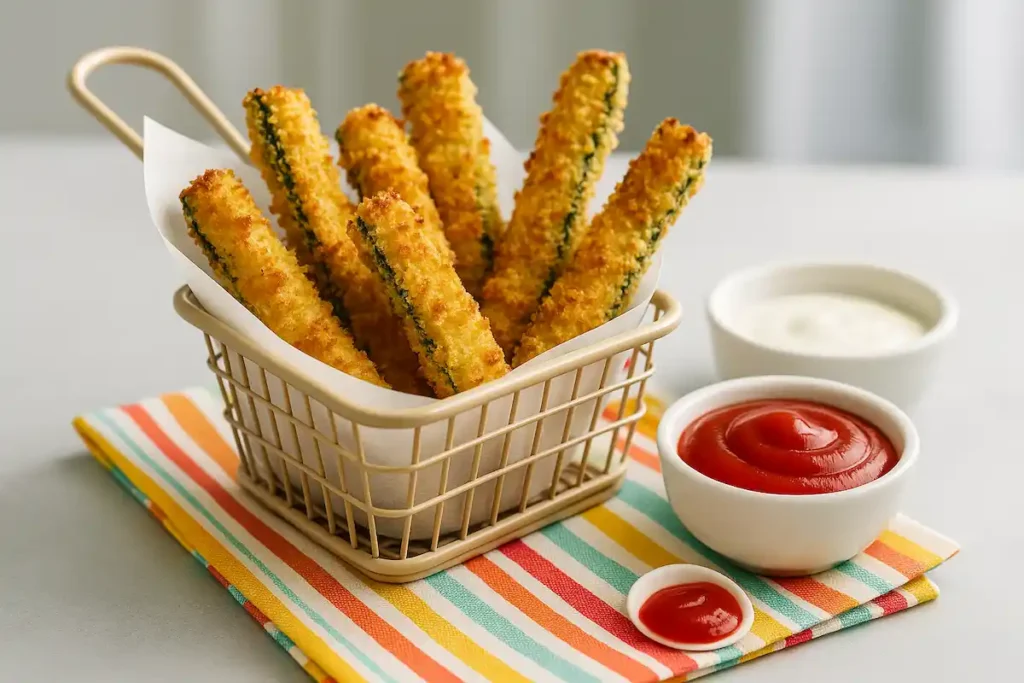 kid-friendly air fryer zucchini fries with dips