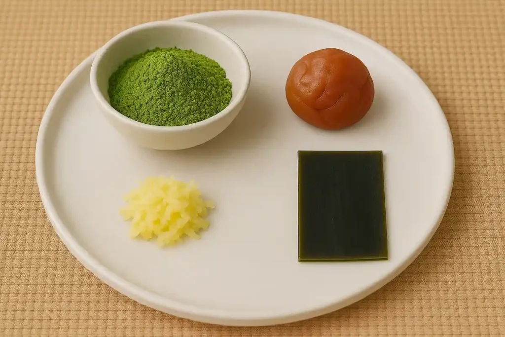 mounjaro_ingredients_matcha_umeboshi Ingredients for Japanese Mounjaro Recipe detox drink