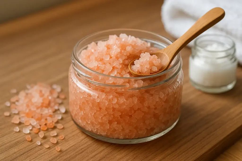 pink himalayan salt scrub benefits in a spa setting