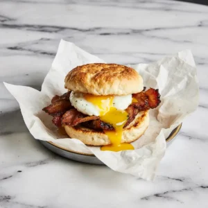 Air fried biscuit breakfast sandwich