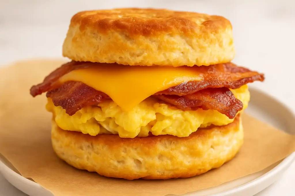 Air fried biscuit breakfast sandwich