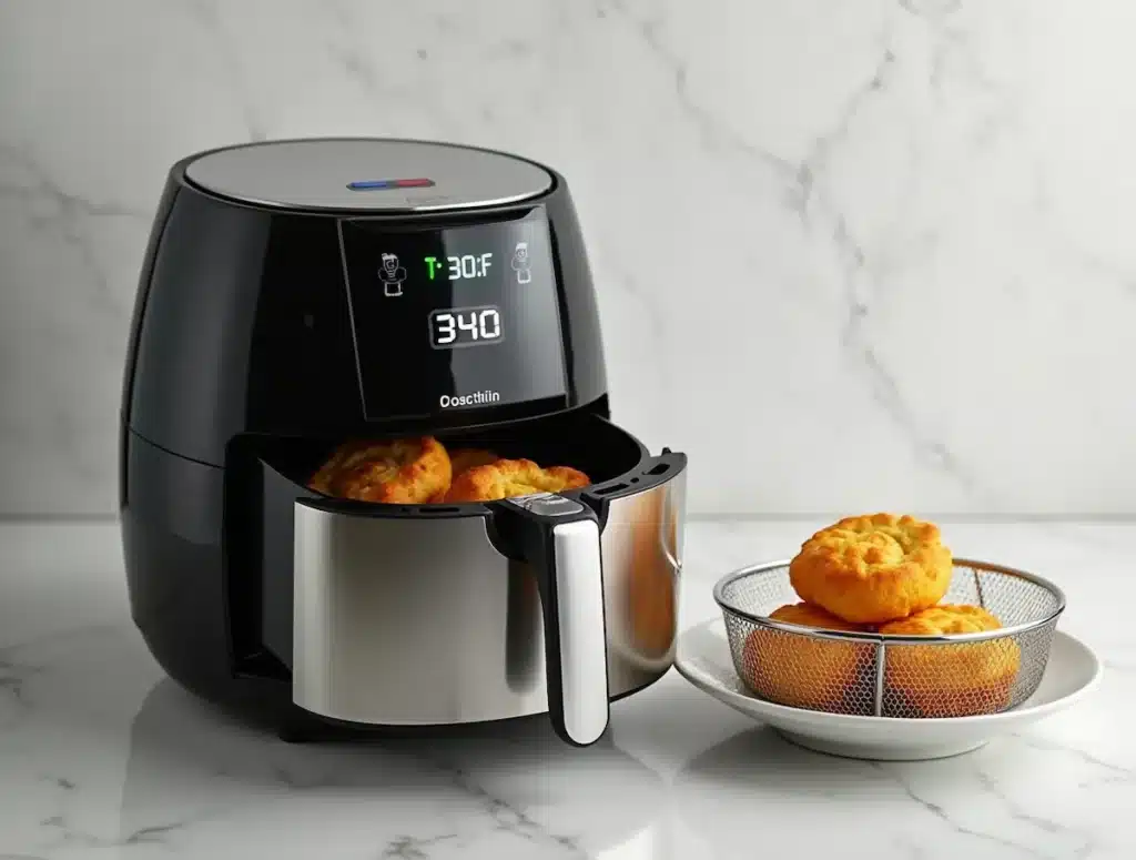 Digital air fryer temperature and timer for frozen biscuits