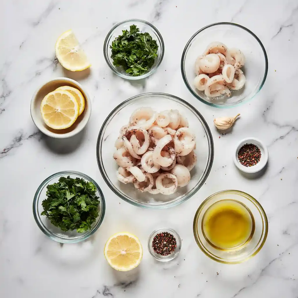 fresh ingredients for making calamariere