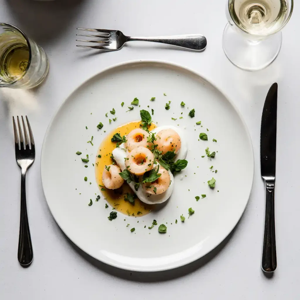 upscale calamariere plated in fine dining setting