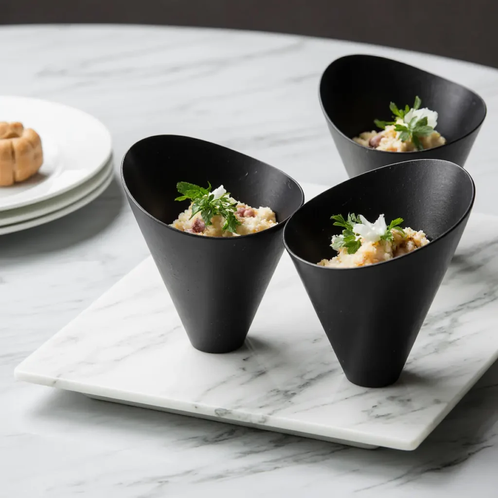 candizi served in creative black cone wraps