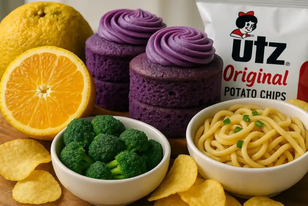 Foods that start with U like Ugli fruit, Ube, and Udon