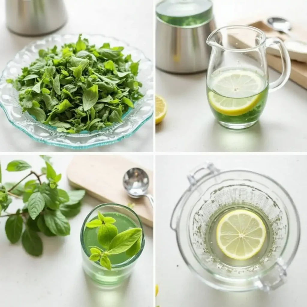 preparing lemon balm water in a modern kitchen