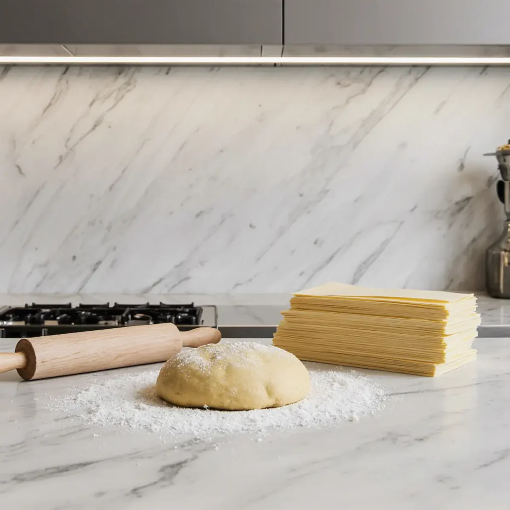 Making fresh pasta dough for homemade mannacote
