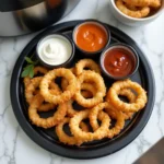 Dipping sauces served with air-fried frozen onion rings