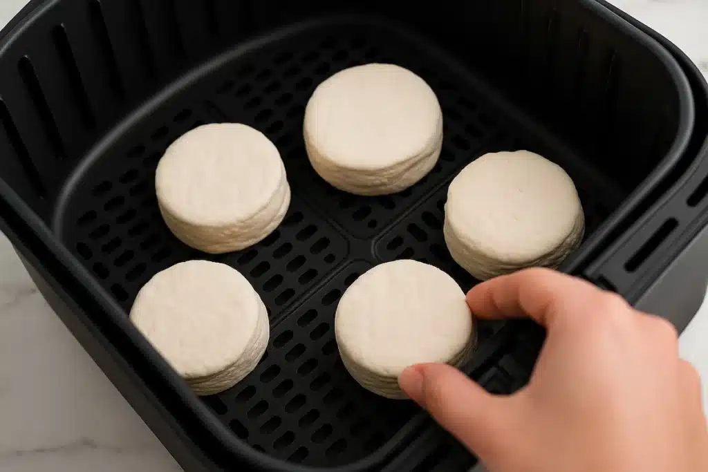 How to place frozen biscuits in air fryer properly