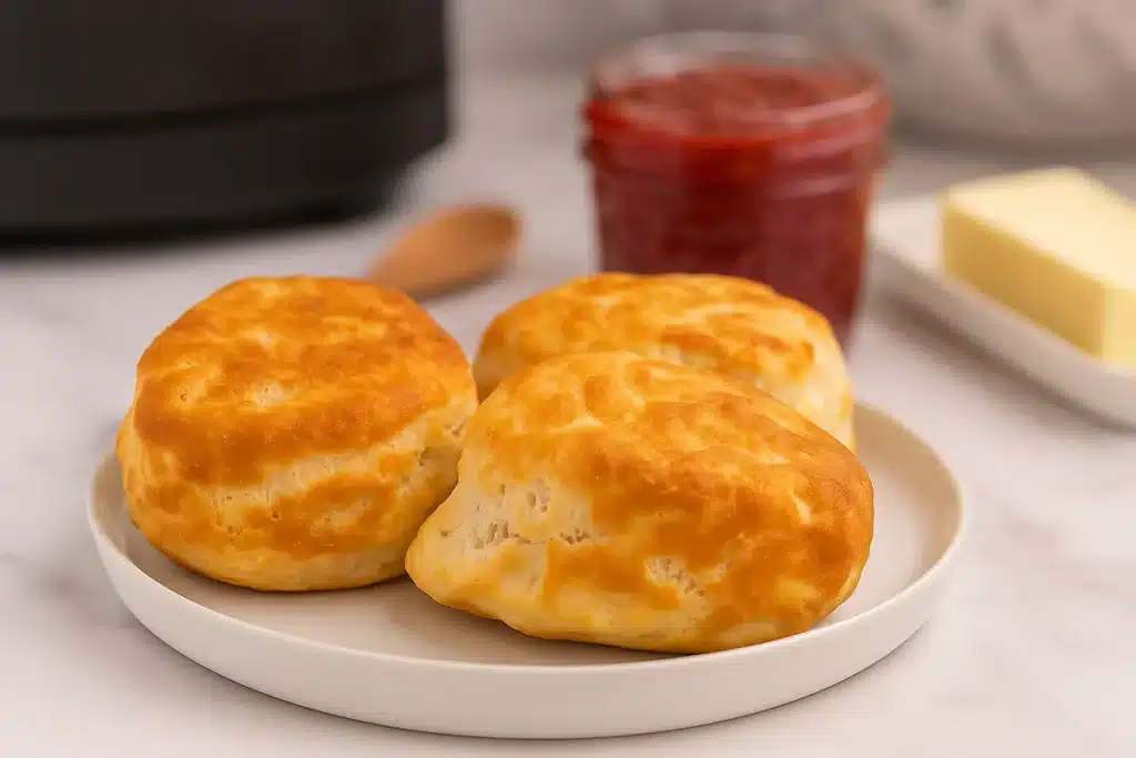 Air-fried sausage biscuit made with frozen Grands