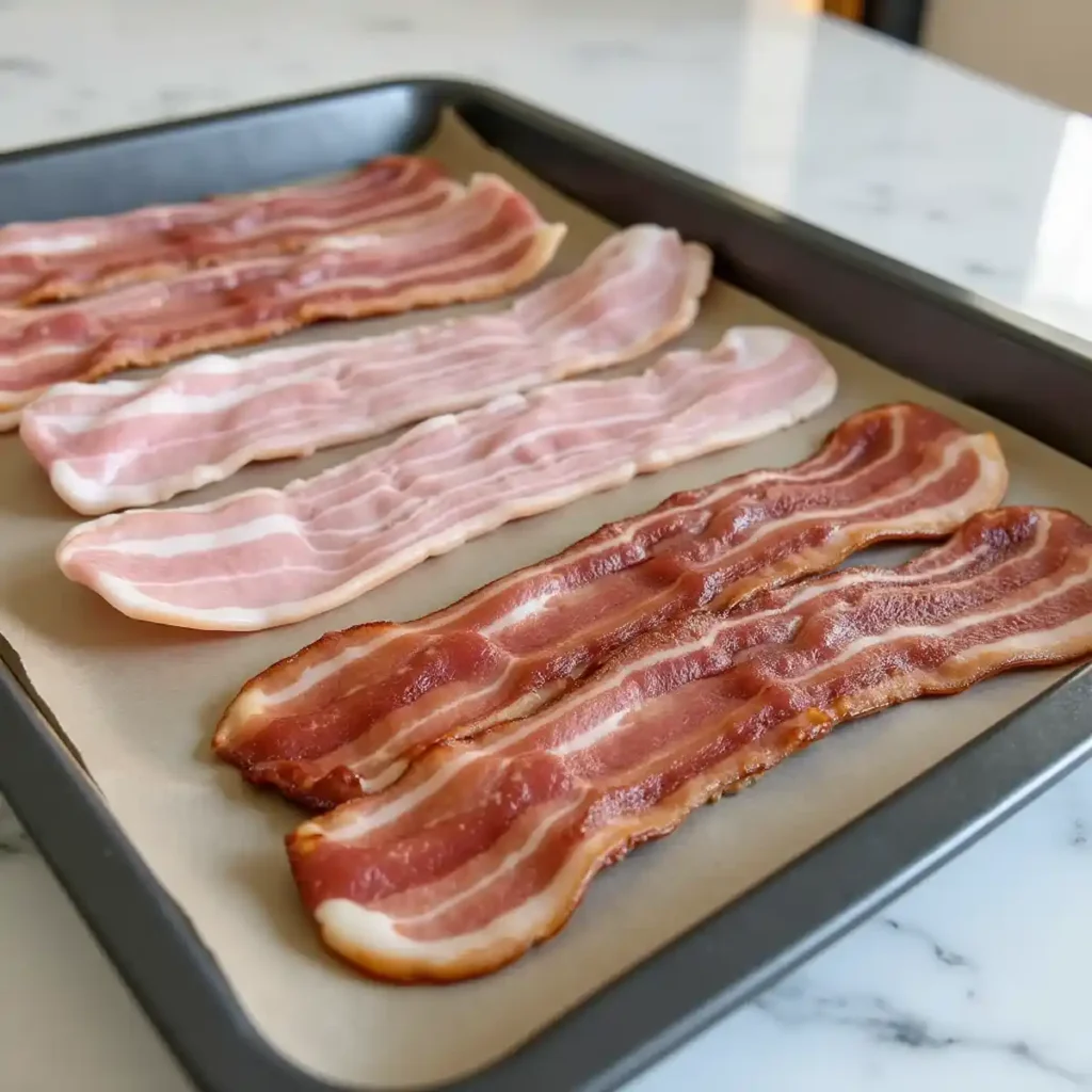 Varieties of turkey bacon prepared for air frying