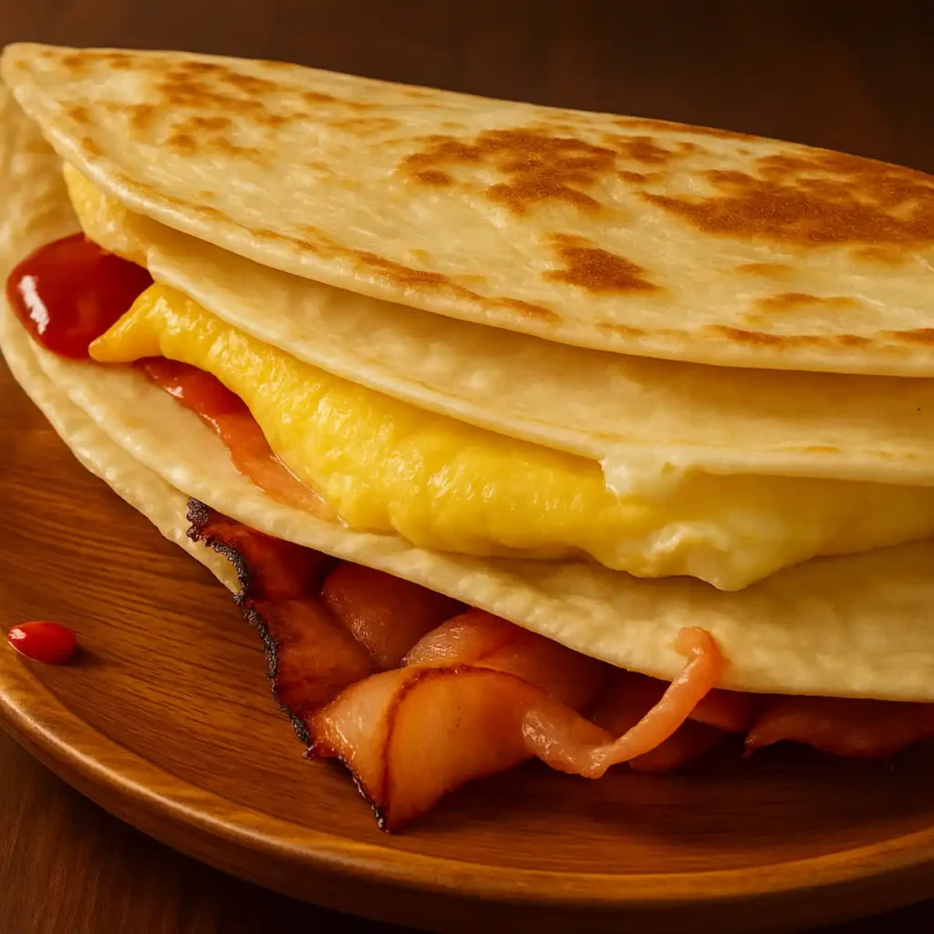 Turkey bacon breakfast wrap meal
