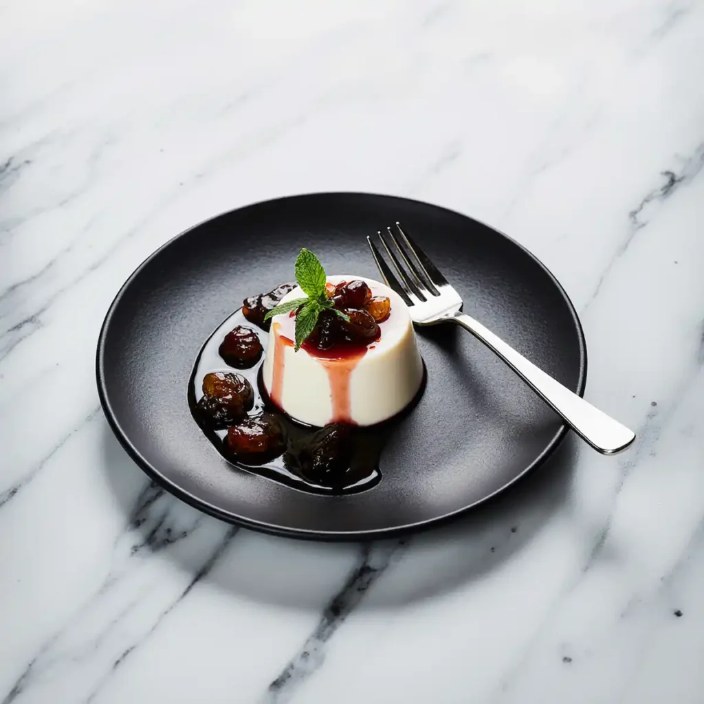 Žižole compote served with panna cotta