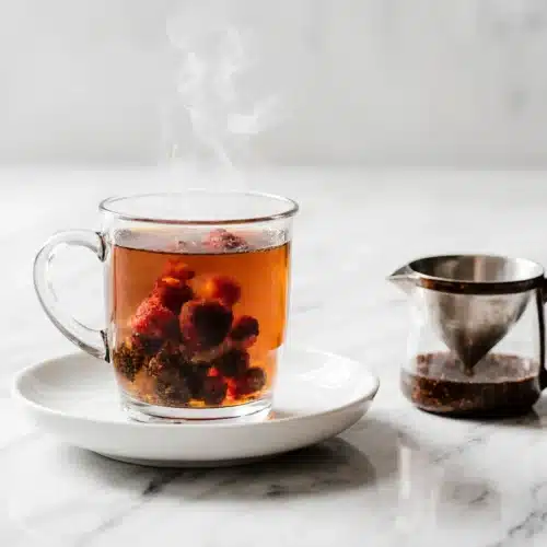 Žižole tea served in a glass cup
