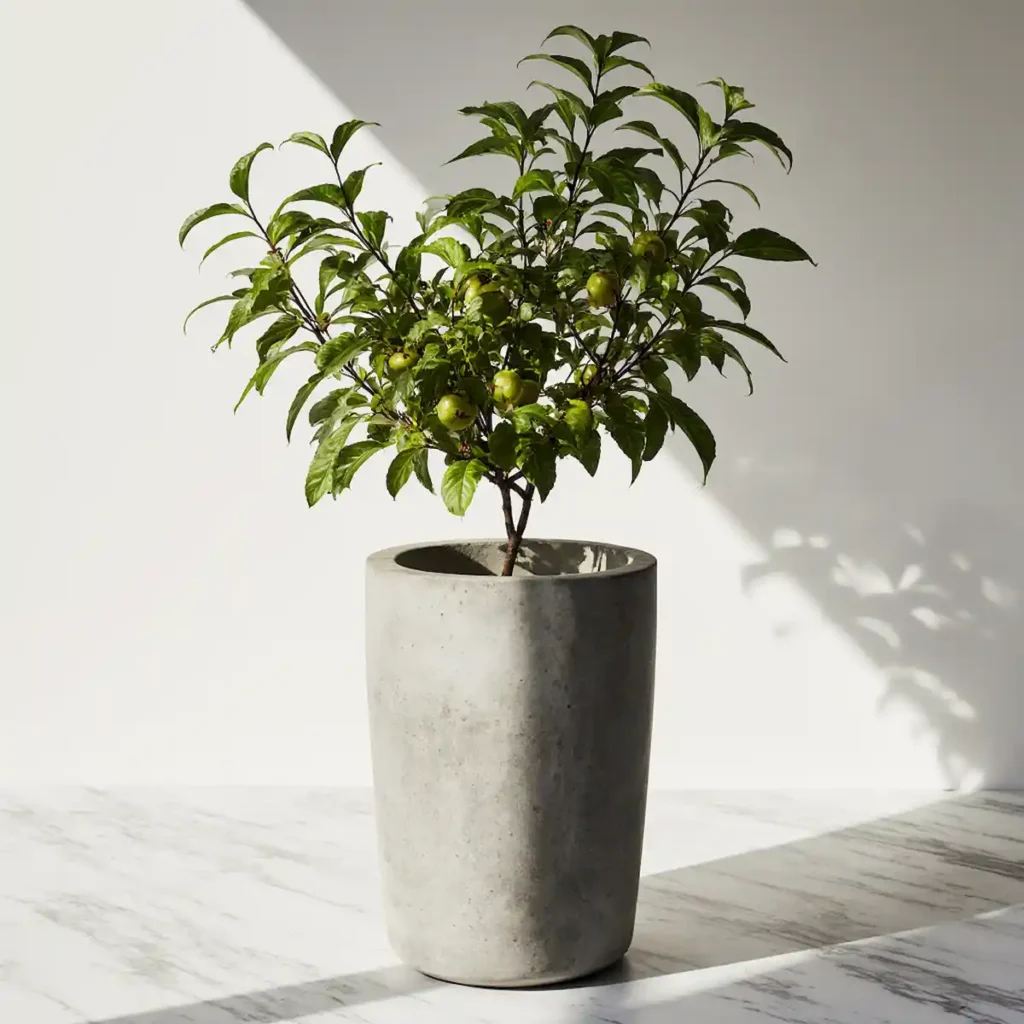žižole, Young žižole tree growing in a minimalist planter