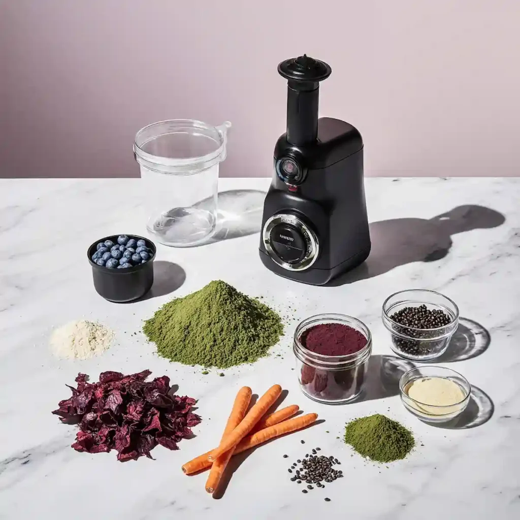 Prizmatem DIY powder ingredients laid out for home preparation
