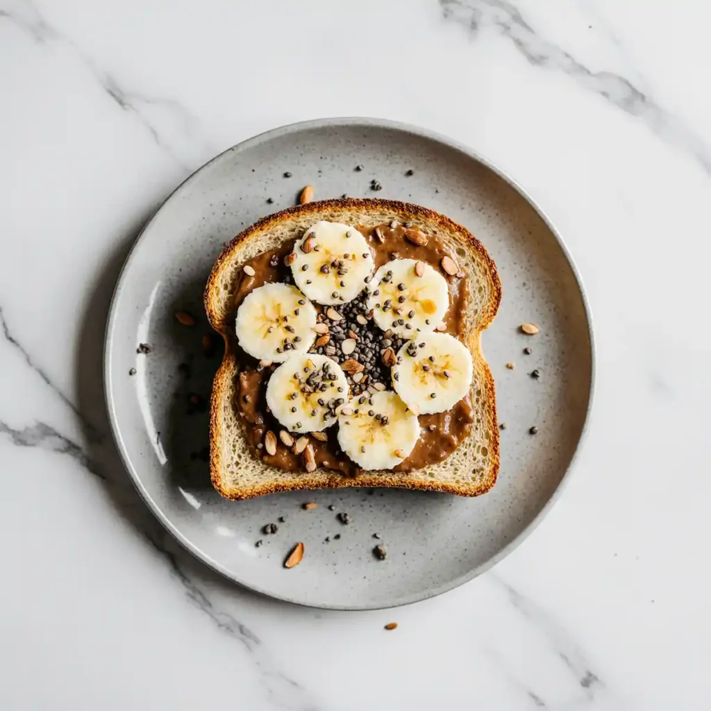 Toastul Classic Toastul with banana, almond butter, and chia