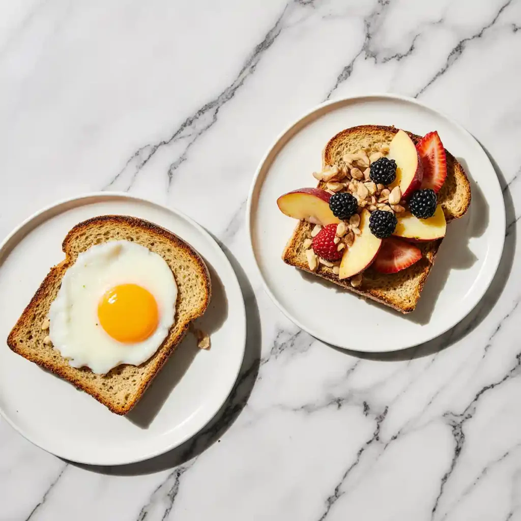 Toastul next to traditional buttered toast