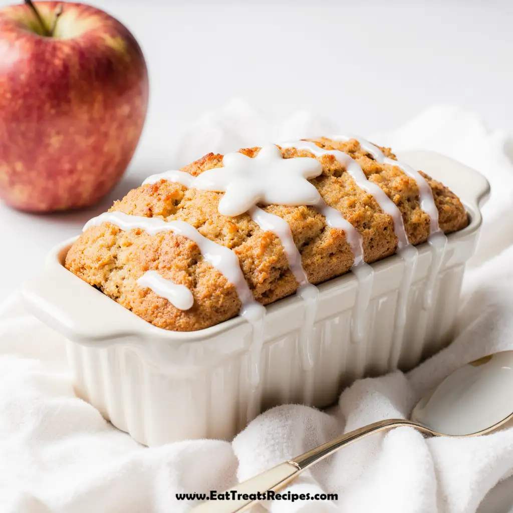 Apple Cinnamon Bread loaf sliced on white marble