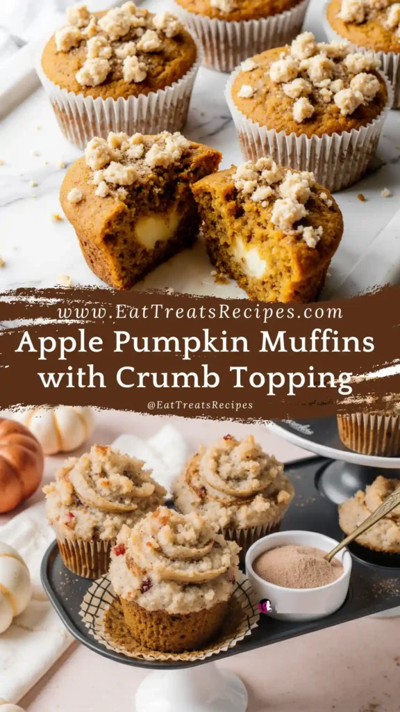 Close-up Apple Pumpkin Muffin sliced showing apple and pumpkin inside