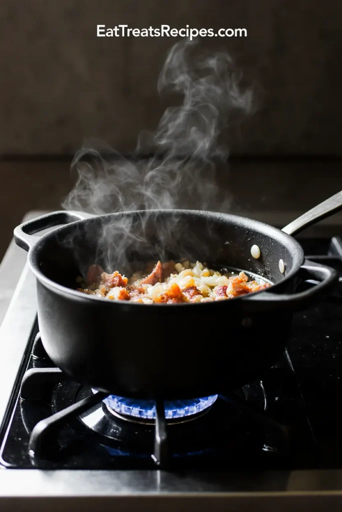 Cooking bacon and onions