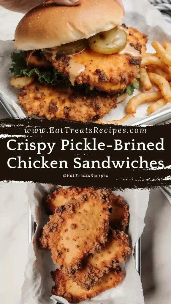 Crispy Pickle-Brined Chicken Sandwich on white marble