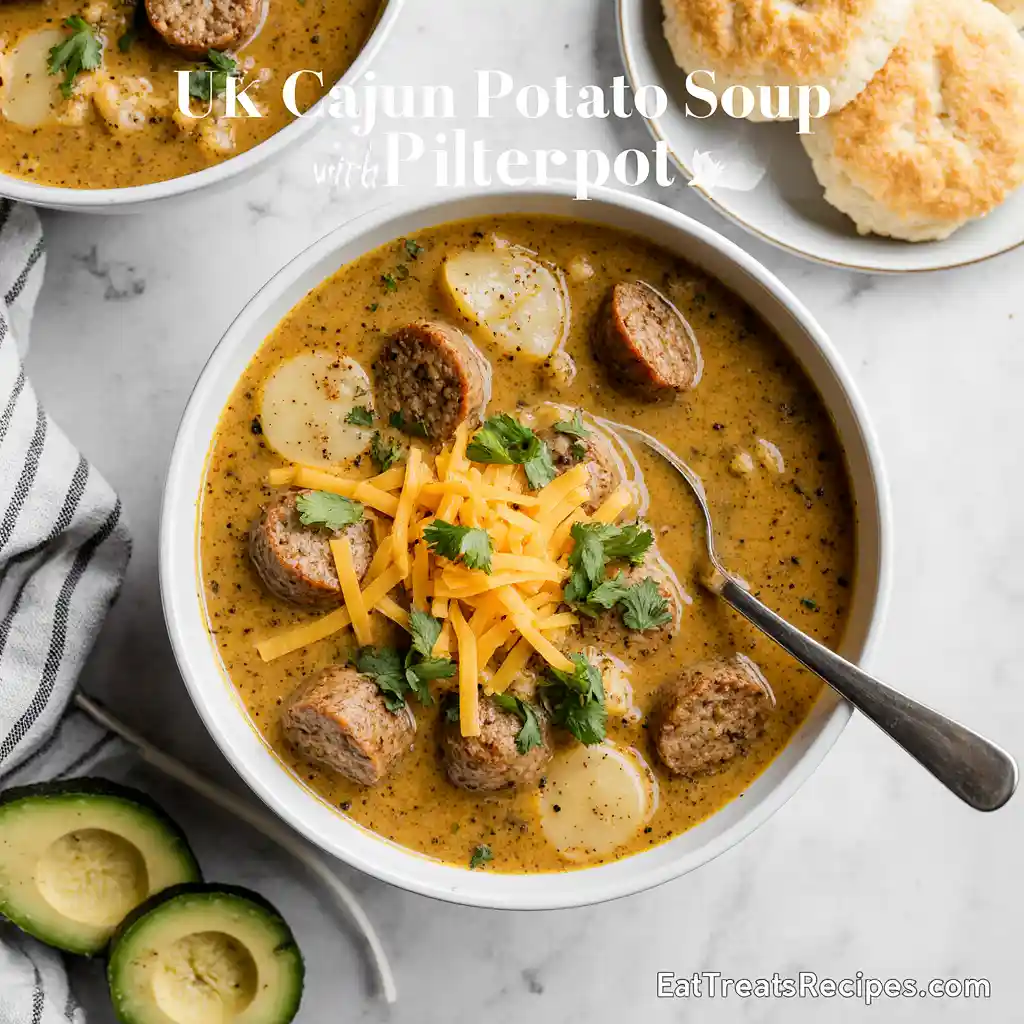 Crockpot Cajun Potato Soup bowl on white marble