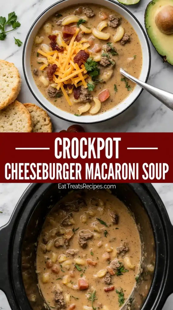 Easy crockpot soup recipes collage on white marble