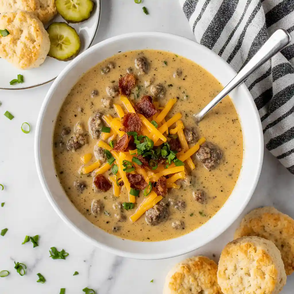 Crockpot cheeseburger soup with 41G protein