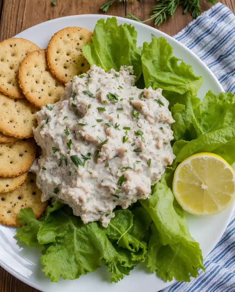 Close-up spoonful of Easy Tuna Salad showing texture