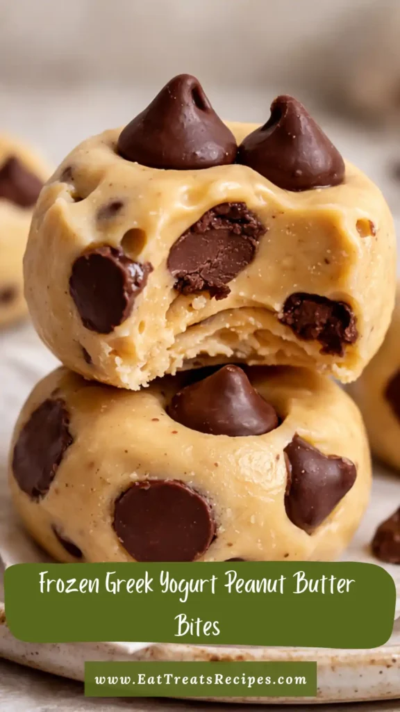 Inside texture of frozen Greek yogurt peanut butter bites