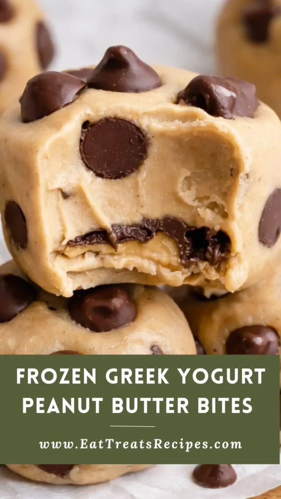 Inside texture of frozen Greek yogurt peanut butter bites