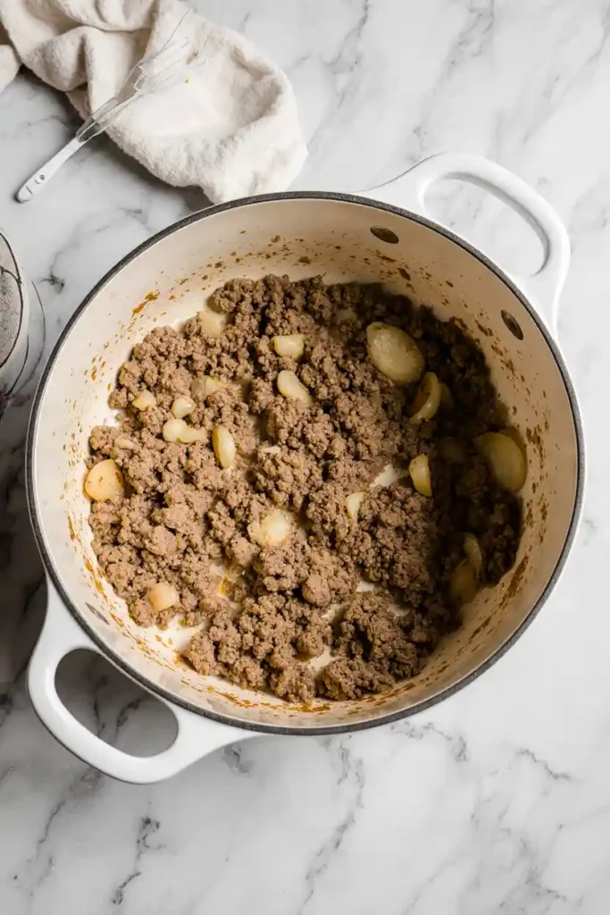 Cheesy taco soup simmering in creamy broth