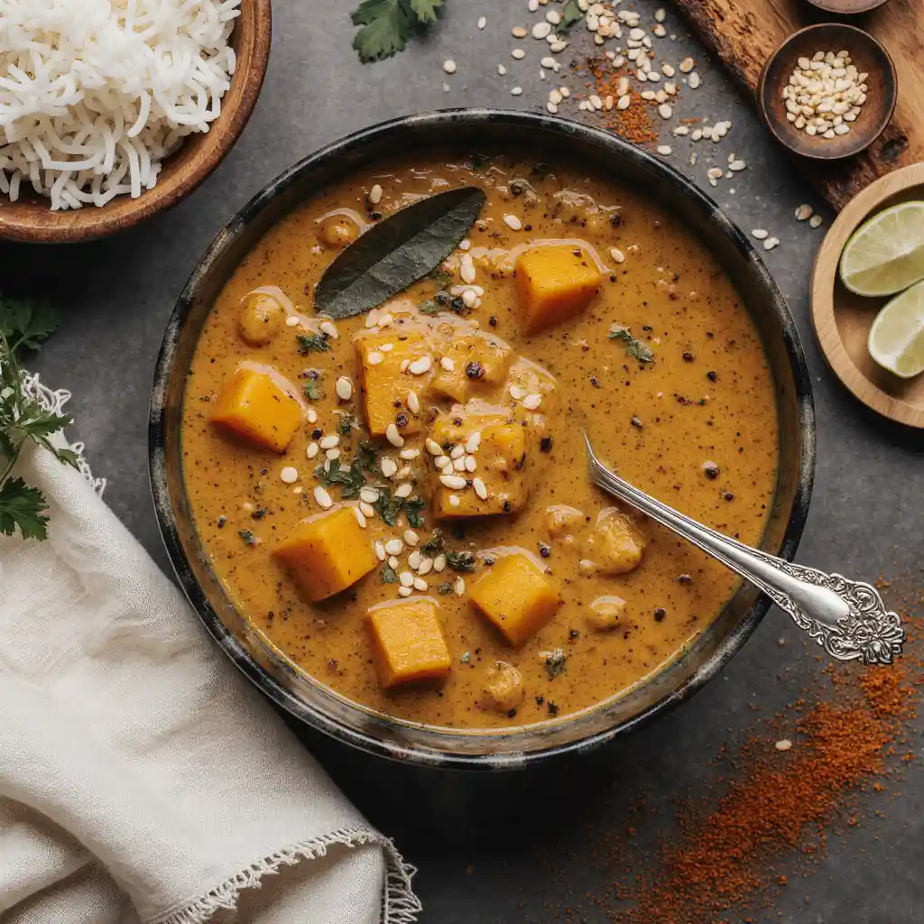 Indian Pumpkin Curry in bowl