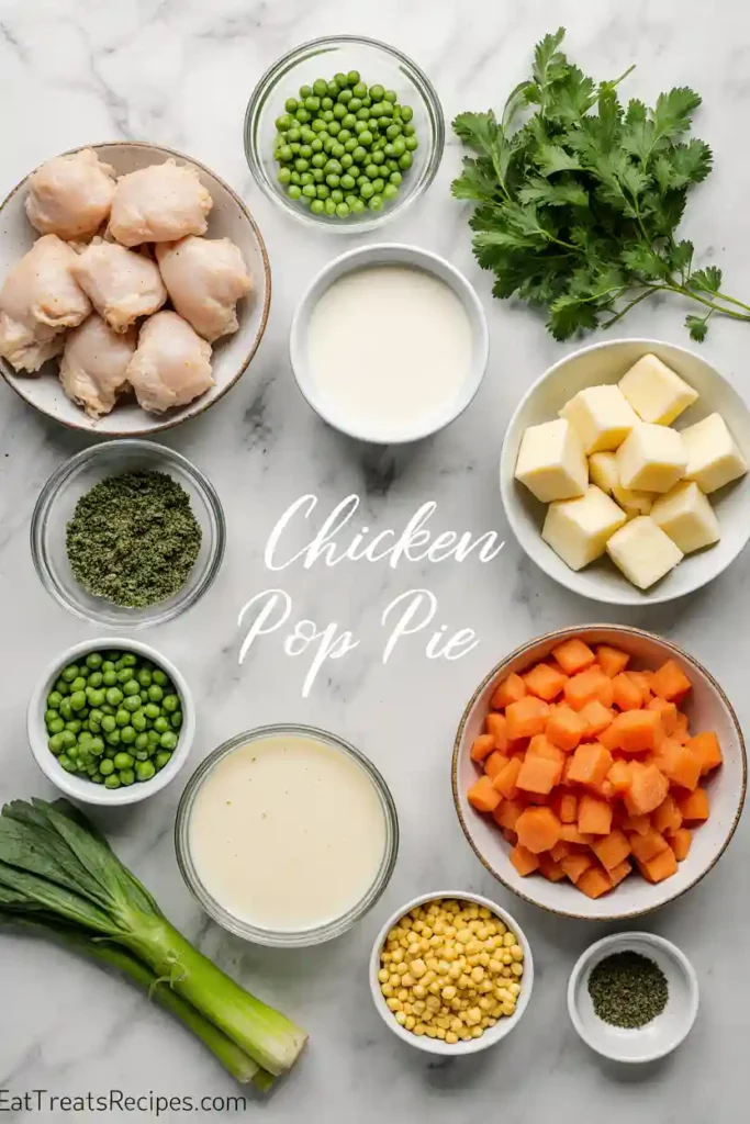 Fresh ingredients ready for creamy chicken soup
