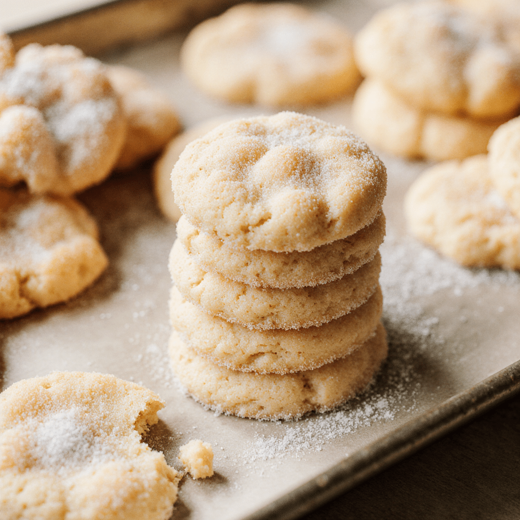 Five types of mini sugar cookies on marble