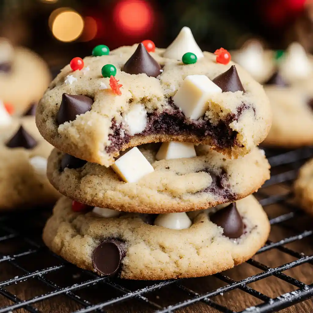 Chewy chocolate chip cookies cooling on rack