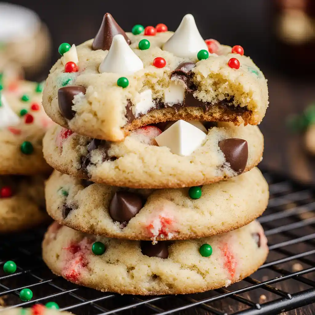 Chewy chocolate chip cookies cooling on rack