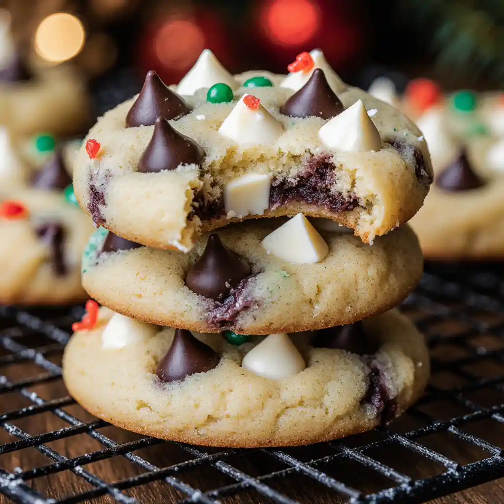 Chewy chocolate chip cookies cooling on rack