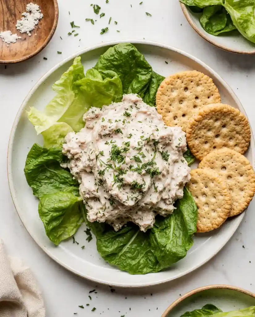 Close-up creamy tuna salad