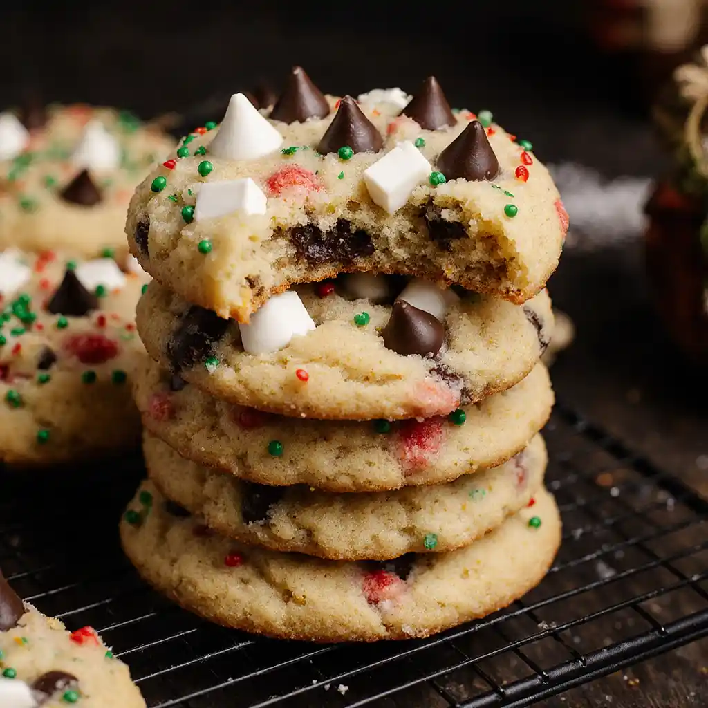 Chewy chocolate chip cookies cooling on rack